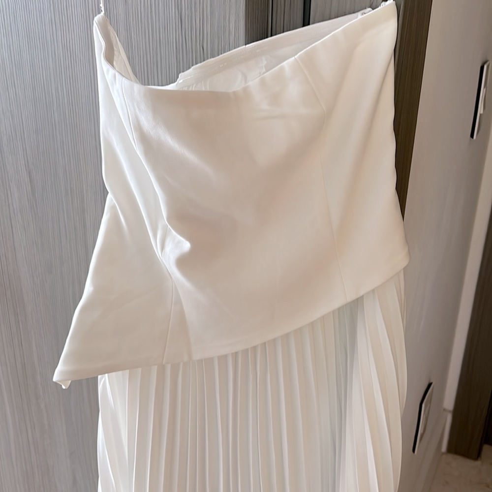 Commense Strapless Pleated Maxi Dress in White - Picture 6 of 11
